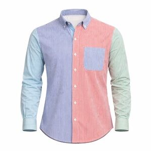 Brooks Brothers Colorblock Seersucker Shirt Size 10 Classic Fit Blue Red Stripe